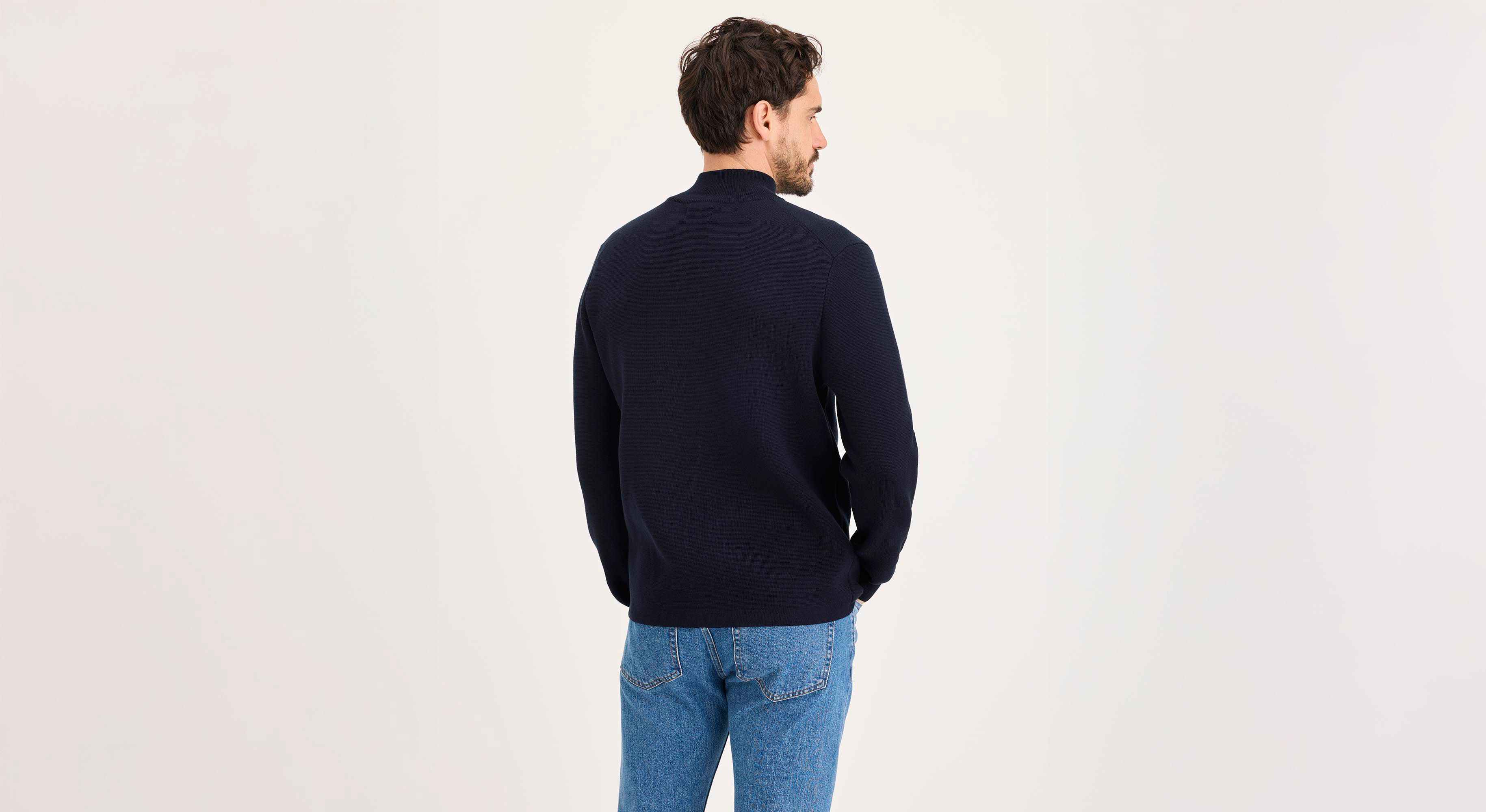 Dockers Full Zip Sweater Fleece Uomo: Felpa Con Cerniera Integrale, Senza Collo, Smart 360 Flex, Blu