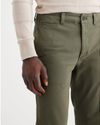 View of model wearing Army Green Men's Slim Fit Smart 360 Flex California Chino Pants.