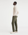 View of model wearing Army Green Men's Slim Fit Smart 360 Flex California Chino Pants.