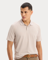 View of model wearing Ashes Of Roses Go Polo, Regular Fit.