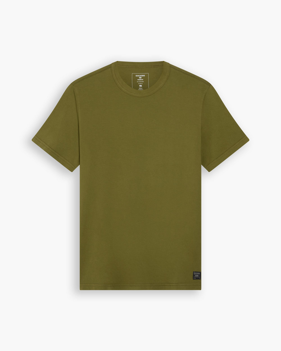 View of model wearing Avocado Crewneck Tee, Slim Fit.