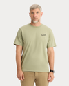 Front view of model wearing Bay Tea Graphic Tee, Regular Fit.
