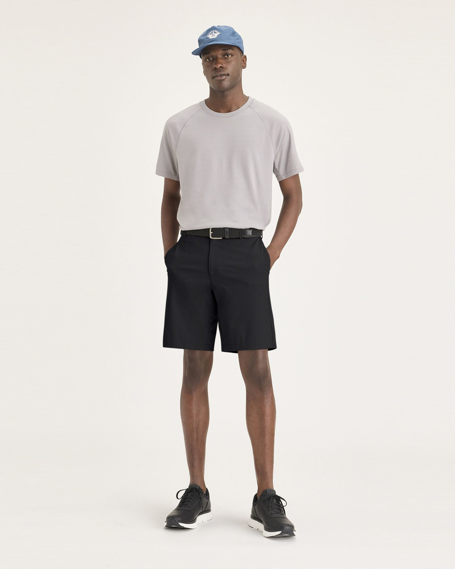 Front view of model wearing Beautiful Black Go Chino Shorts, Straight Fit with Airweave.