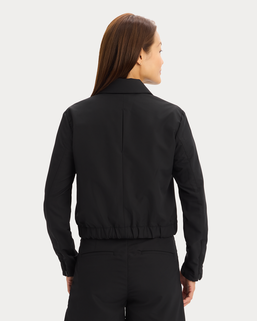 View of model wearing Beautiful Black Go Jacket with AceFlex, Regular Fit.