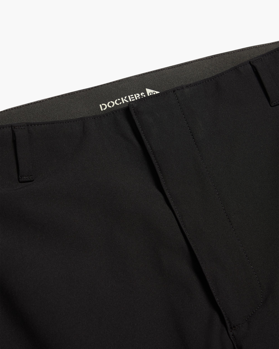 View of model wearing Beautiful Black Go Pant, Slim Fit with Airweave.