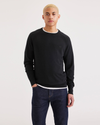 Front view of model wearing Beautiful Black Men's Regular Fit Crewneck Sweater.