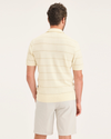 Back view of model wearing Buttercream Men's Regular Fit Sweater Polo.