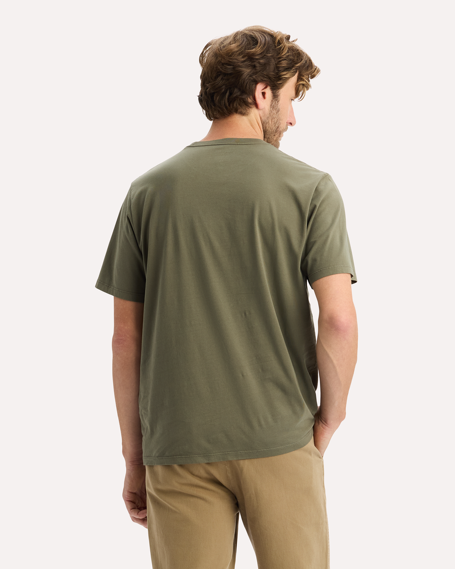 View of model wearing Camo Graphic Tee, Regular Fit.