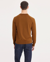 Back view of model wearing Caramel Café Men's Regular Fit Crewneck Sweater.