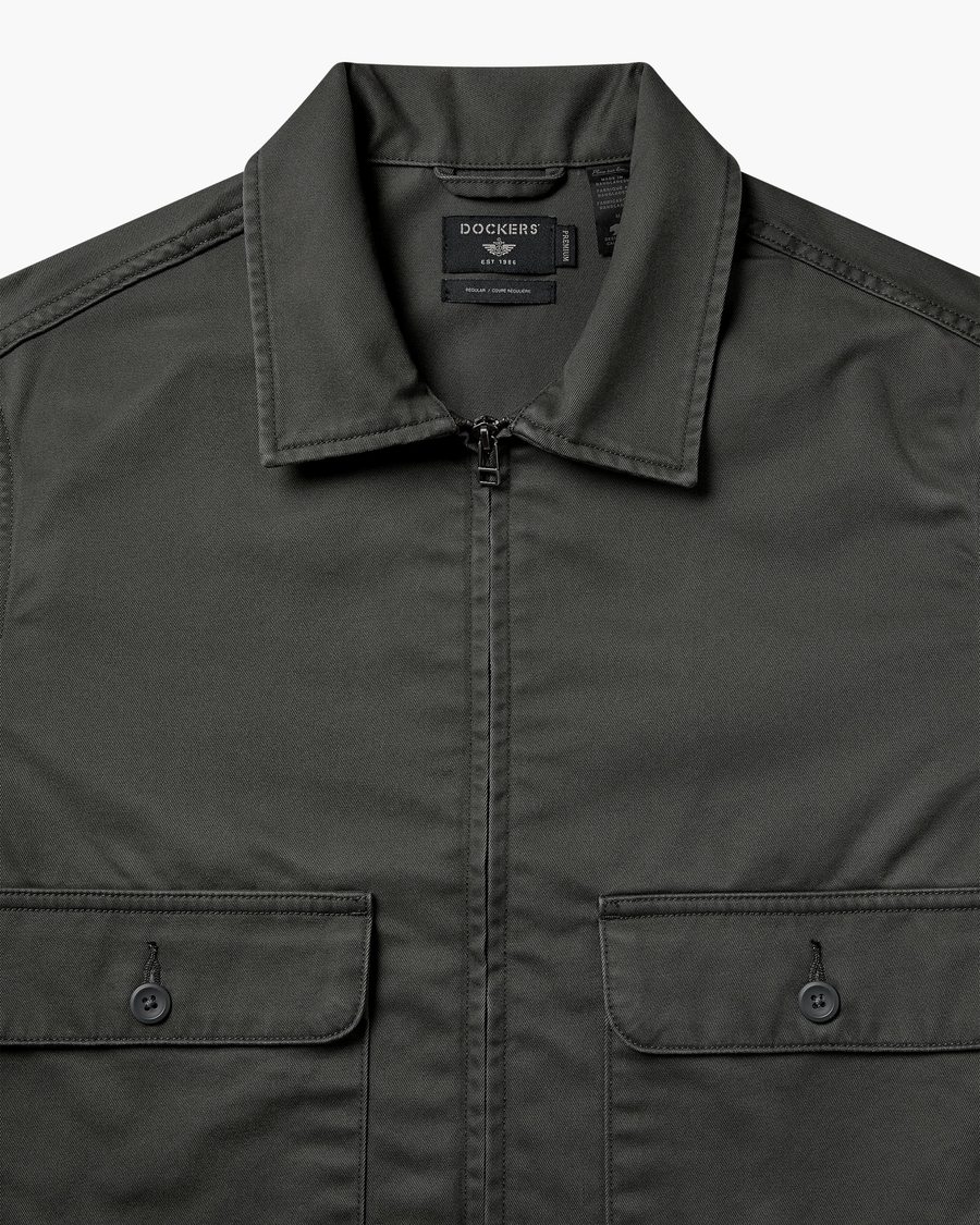 View of model wearing Chimera Mechanic's Jacket, Regular Fit.