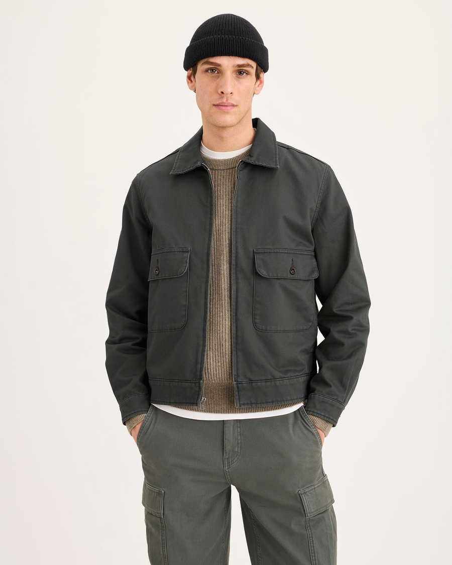 Front view of model wearing Chimera Mechanic's Jacket, Regular Fit.