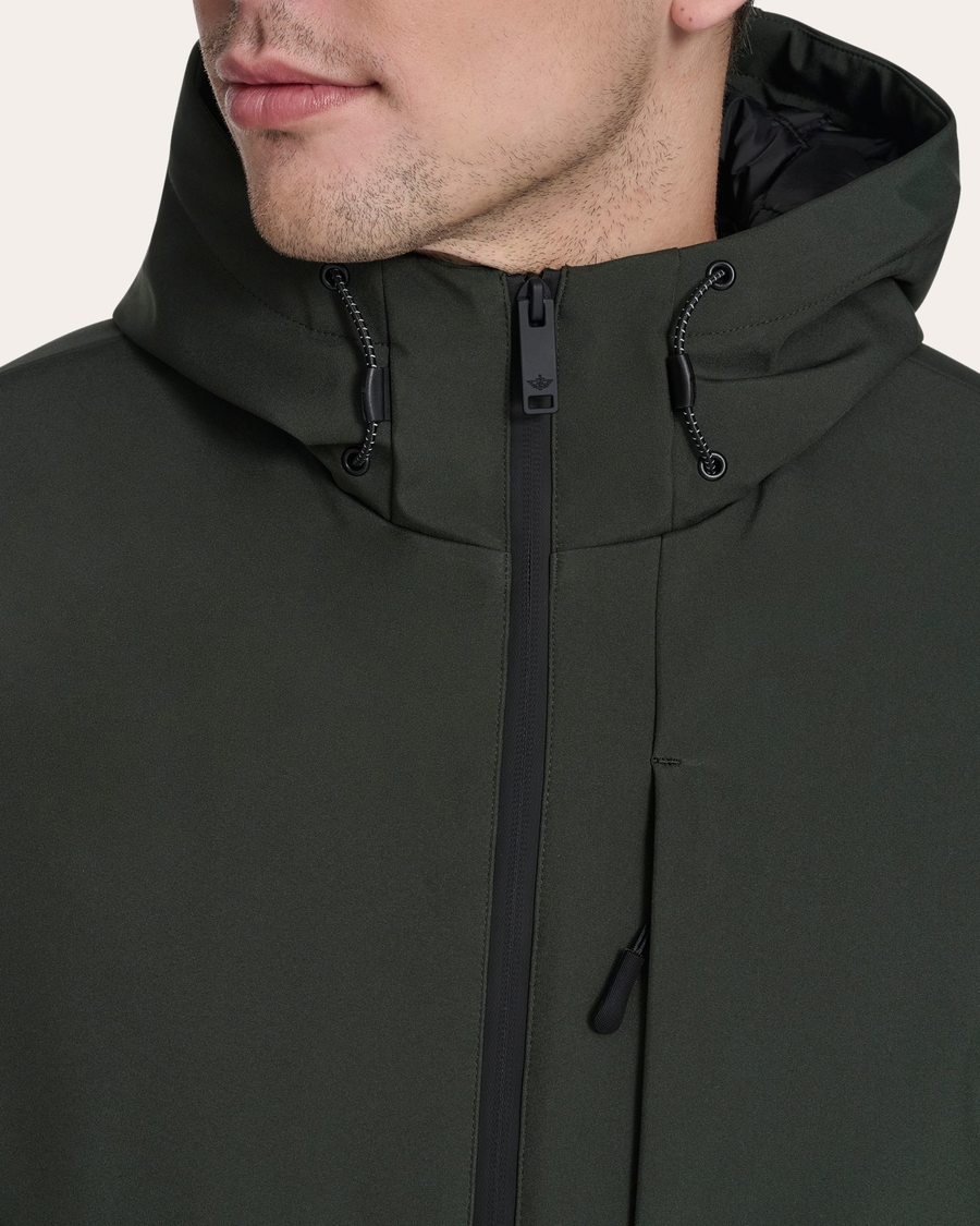 View of model wearing Chimera Modern Hoodie Jacket.