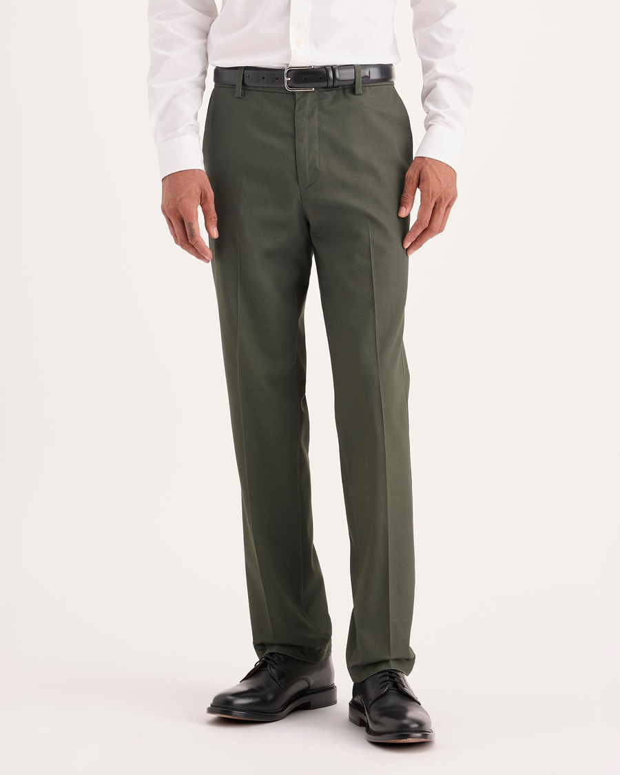 Front view of model wearing Chimera Signature Iron Free Khakis, Slim Fit with Stain Defender®.