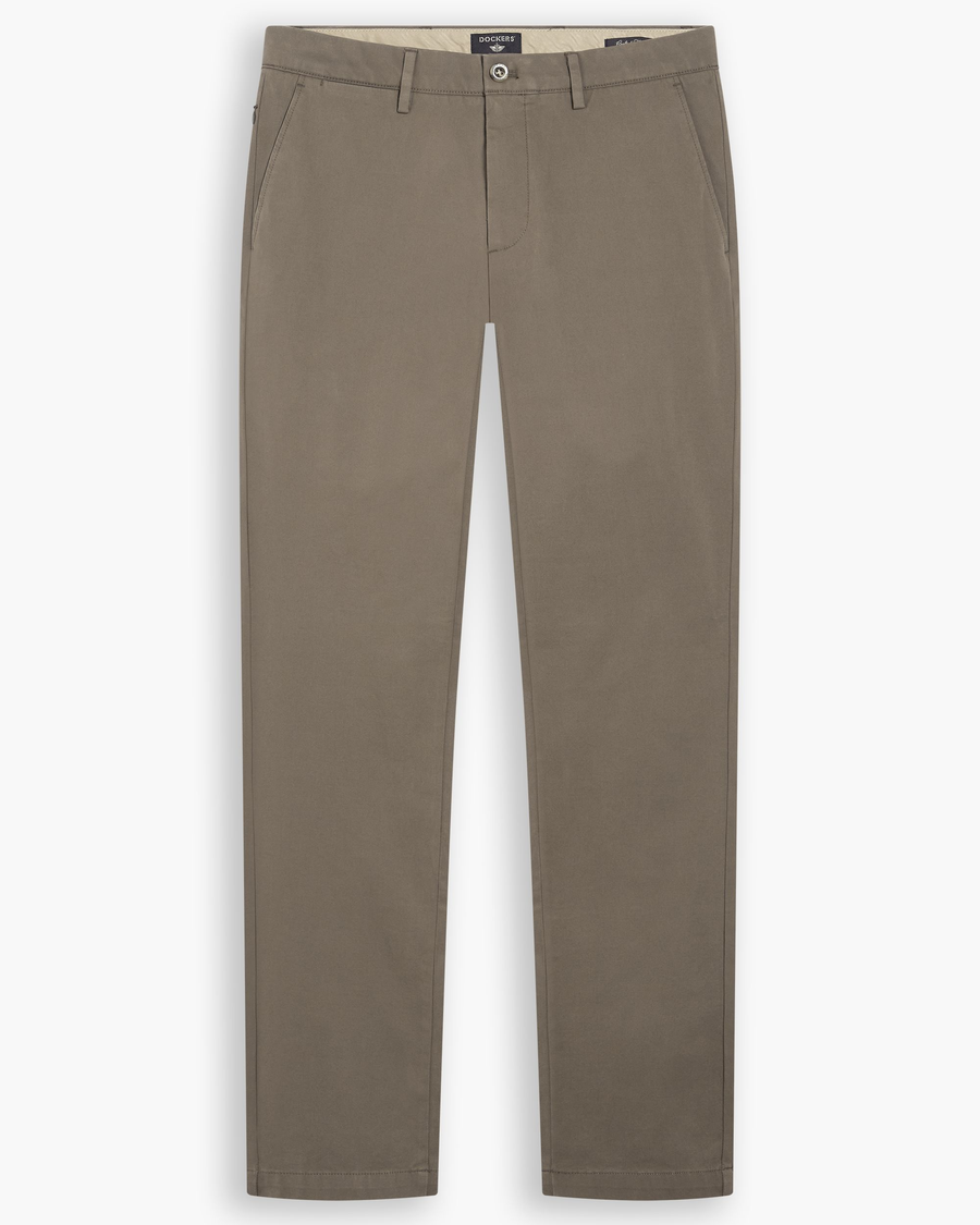 View of model wearing Chocolate Chip Crafted Khaki Pants, Slim Fit.