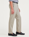 Side view of model wearing Cloud Signature Iron Free Khakis, Creased, Slim Fit with Stain Defender®.