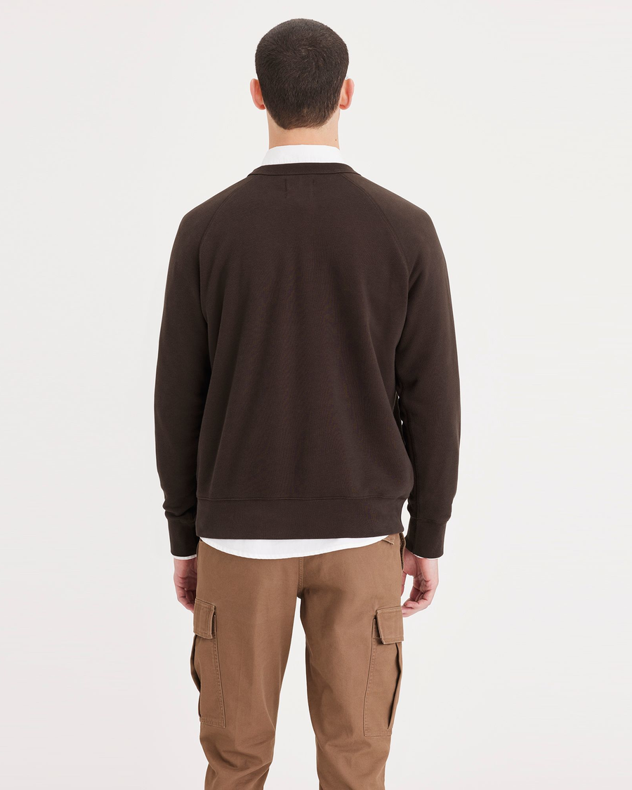 Back view of model wearing Coffe Bean Men's Regular Fit Icon Crewneck Sweatshirt.