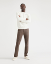 View of model wearing Coffee Quartz Men's Slim Fit Original Chino Pants.