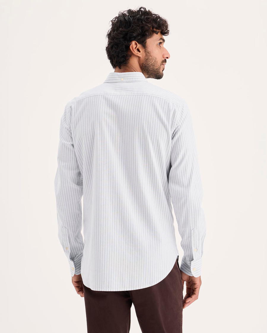 Back view of model wearing Devon Oxford Shirt, Slim Fit.