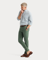 View of model wearing Duck Green Ultimate Chinos, Slim Fit.