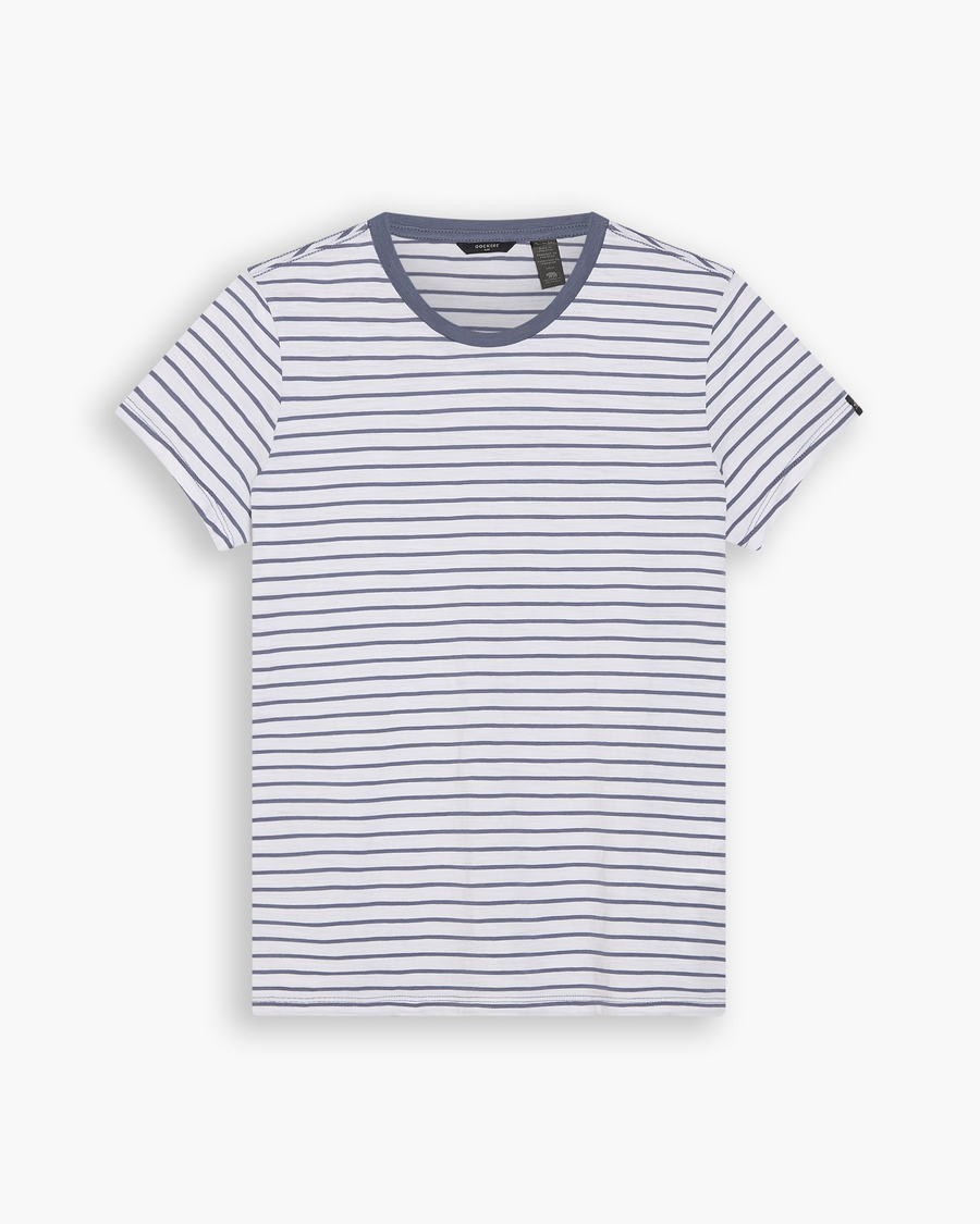 View of model wearing Folkstone Gray Favorite Tee Shirt, Slim Fit.