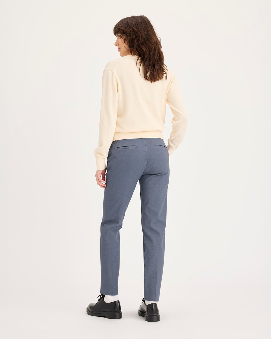 Back view of model wearing Folkstone Gray Mid-Rise Collins Trouser with Sculpt, Slim FIt.