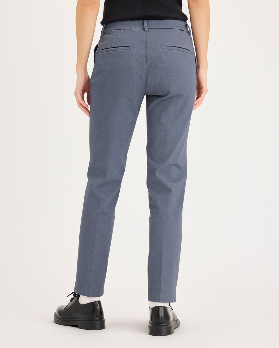 Back view of model wearing Folkstone Gray Mid-Rise Collins Trouser with Sculpt, Slim FIt.