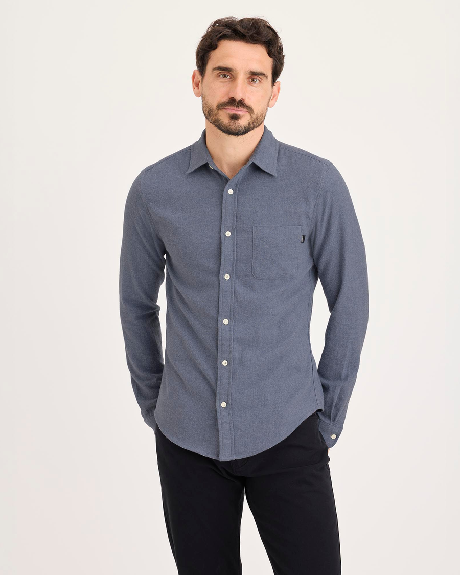 Front view of model wearing Folkstone Gray Original Shirt, Slim Fit.