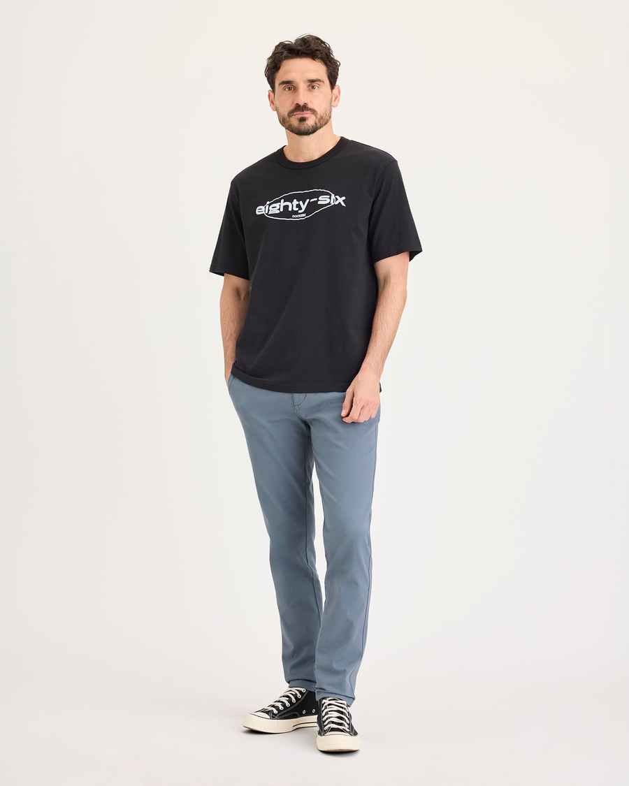 Front view of model wearing Folkstone Gray Ultimate Chino Pants with Smart 360 Flex™, Skinny Fit.