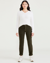 Front view of model wearing Forest Night Women's Slim Fit Weekend Chino Pants.