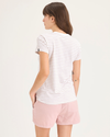 Back view of model wearing Gilly Pale Mauve Women's Slim Fit Favorite Tee.