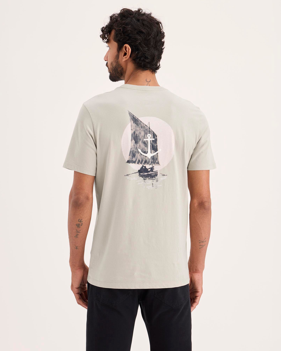 Back view of model wearing Grit Graphic Tee, Slim Fit.