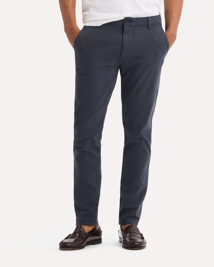 View of model wearing India Ink Ultimate Chinos, Skinny Fit.