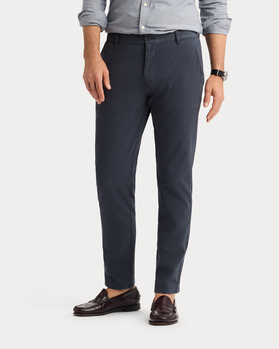 View of model wearing India Ink Ultimate Chinos, Slim Fit.
