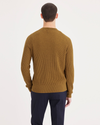 Back view of model wearing Indian Khaki Men's Regular Fit Crewneck Sweater.