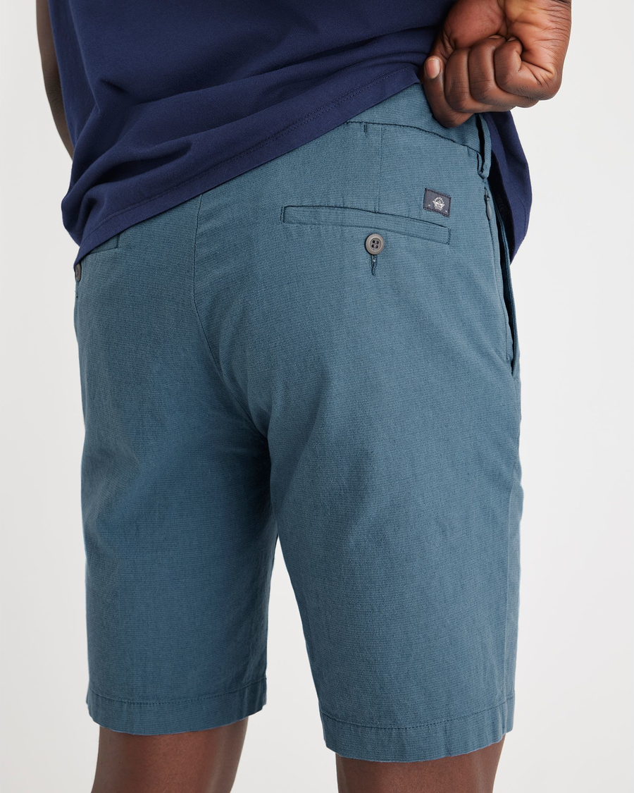 View of model wearing Indian Teal Men's Supreme Flex Modern Chino Short.