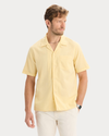 Front view of model wearing Italian Straw Camp Shirt, Regular Fit.