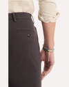 View of model wearing Licorice Crafted Khaki Pants, Slim Fit.