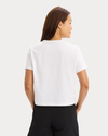 Back view of model wearing Lucent White Go Cropped Tee, Regular Fit.
