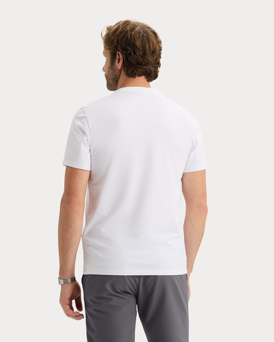 View of model wearing Lucent White Go Tee, Slim Fit.