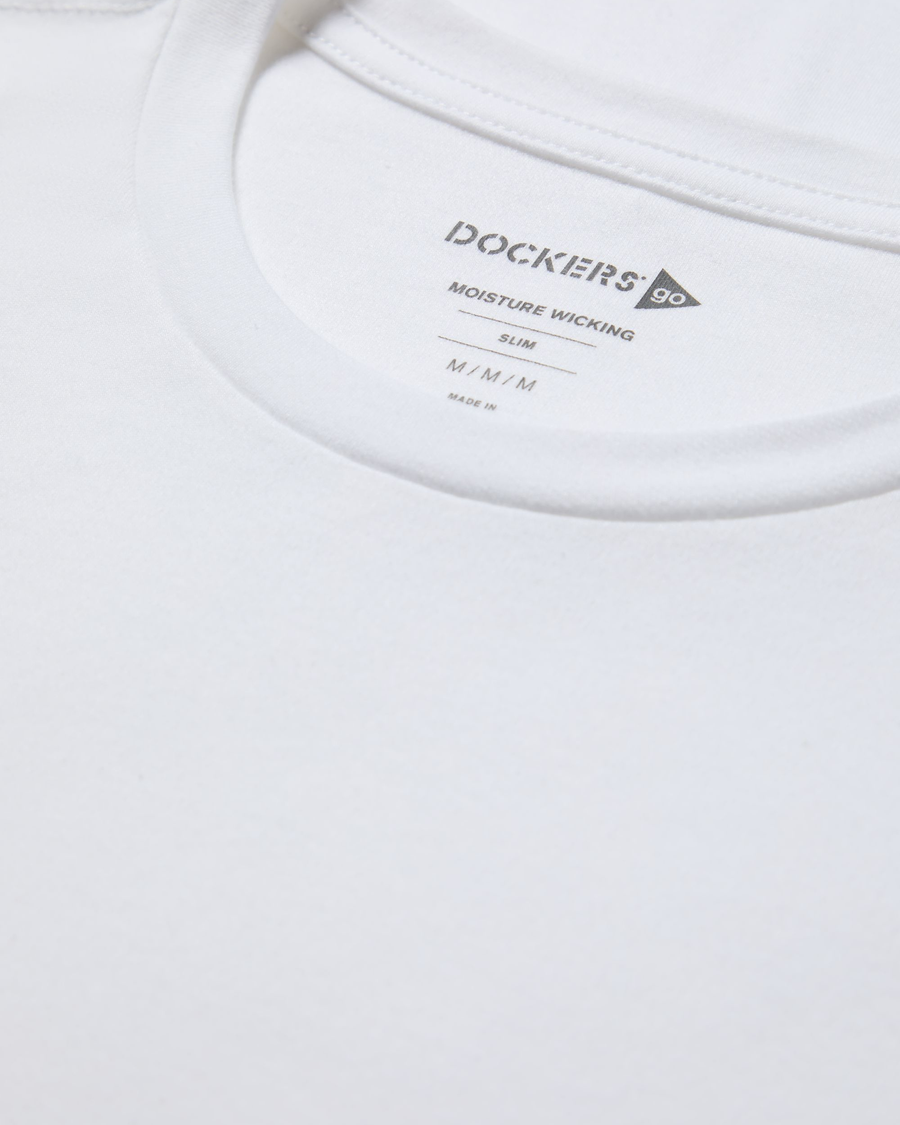 View of model wearing Lucent White Go Tee, Slim Fit.