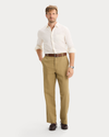 View of model wearing Lucent White Icon Button Up Shirt, Slim Fit.