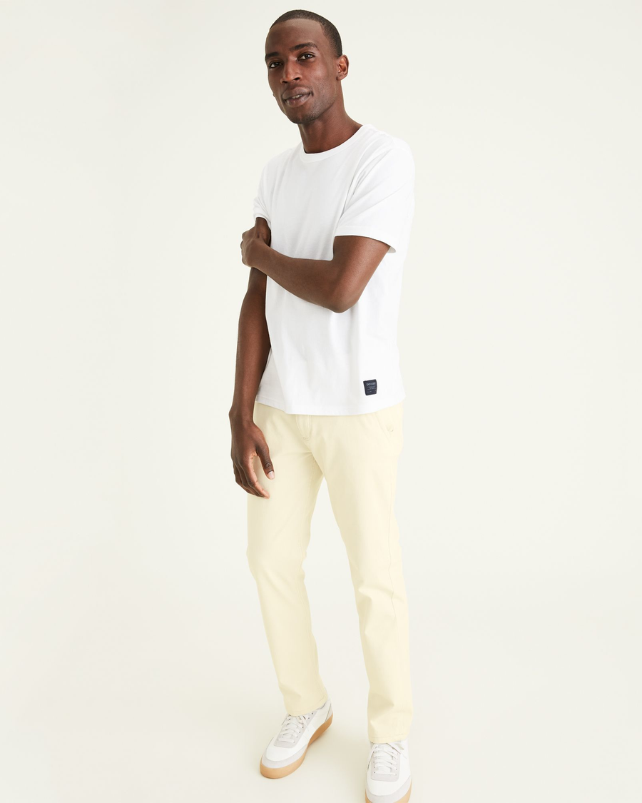 View of model wearing Lucent White Original Tee, Slim Fit.