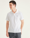 Front view of model wearing Lucent White Rib Collar Polo, Slim Fit.