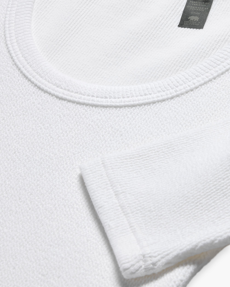 View of model wearing Lucent White Rib Tee, Slim Fit.