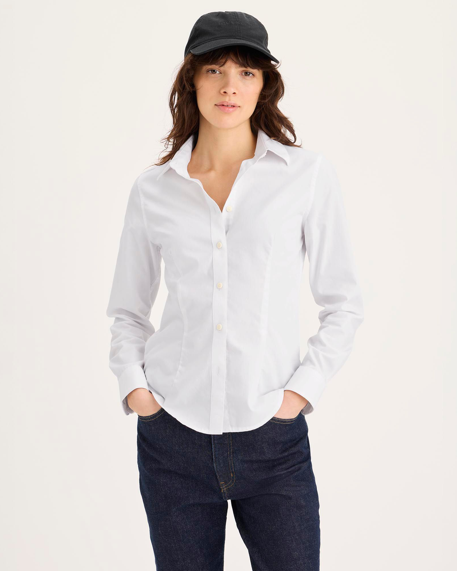 european slim fit dress shirts White & Grey lines Mens Slim Fit Designer Dress Shirt