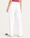 Back view of model wearing Lucent White Women's Drawstring Pants.