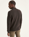 Back view of model wearing Mole Men's Regular Fit Quarter Zip Sweater.