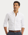 View of model wearing Mosely Vista 2 Button Collar Shirt, Slim Fit.