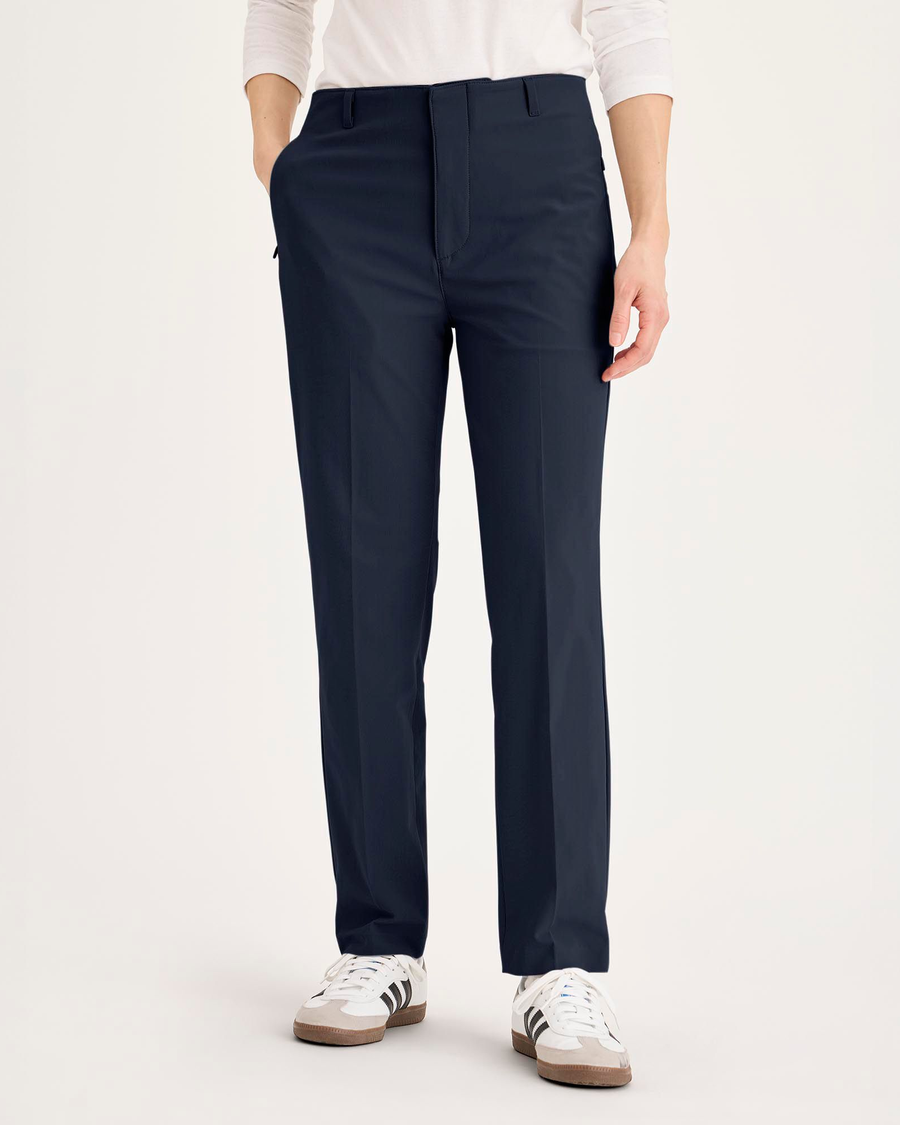 Front view of model wearing Navy Blazer Go Pant, Slim Fit with Airweave.