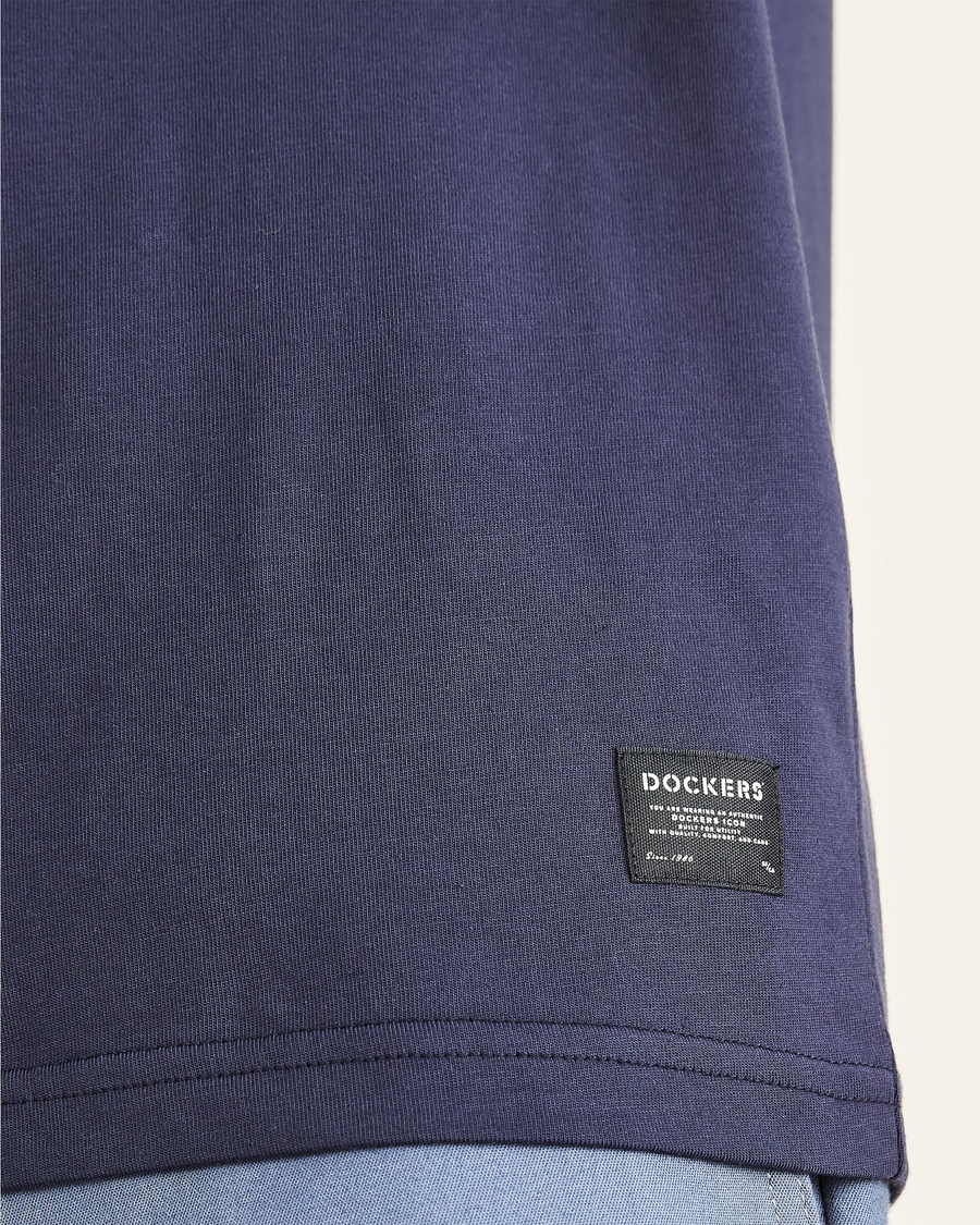 View of model wearing Navy Blazer Original Tee, Slim Fit.